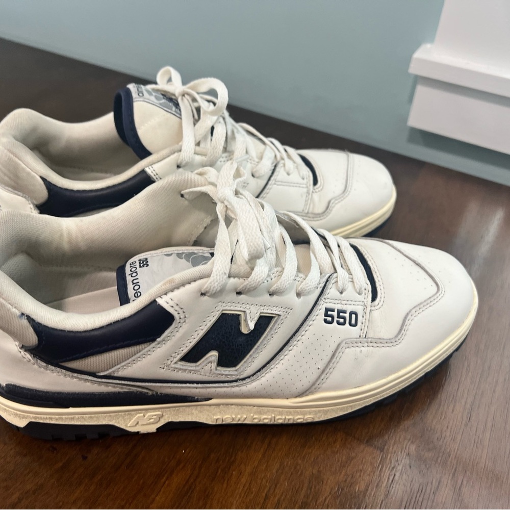Aimé Leon dore New Balance White and Blue 550 Retro Sneakers